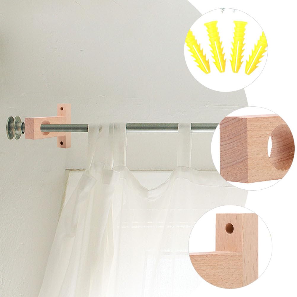 OSALADI 4pièces Support De Tringle à Rideaux Bois Lot de Supports Robustes pour Installation Murale Accessoires Pratiques pour Rideaux Salon Chambre Bureau