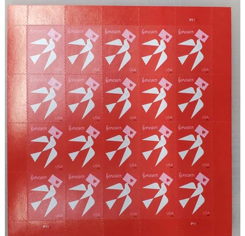 United States Postal Service Love Forever 2024 Postage Stamps Book of 20 Self-Stick awareness vinyl for USPS First Class Envelopes (20), GBFOV100