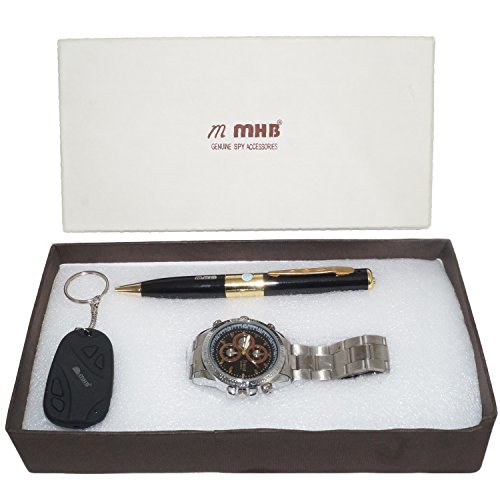 M MHB SPY Combo Offer Wristwatch Camera + Pen Camera + Keychain Camera Series 2 3 in 1 by M MHB Brand 16GB Wristwatch + 32 GB SUPPORTABLE Pen and Keychain Hurry
