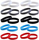 UQUABESO 20 Pcs Rubber Bracelets for Men Women, Stretch Blank Silicone Wristbands Bracelets for Events Party Sports (Black, White, Gray, Red, Blue)