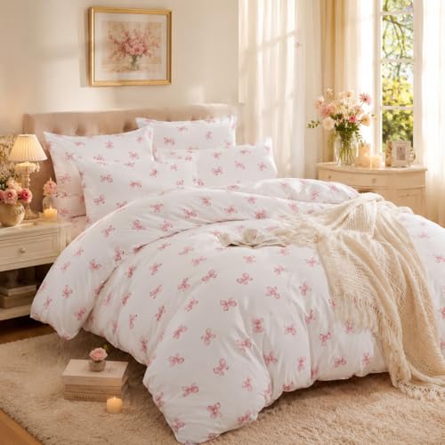 Tospass Schleife Bettwäsche 200x220 Rosa Schleifen Mädchen Bettwäsche Set – Ansicht 2