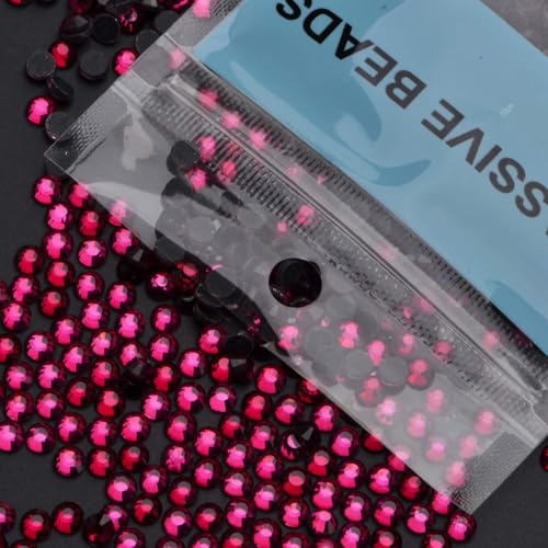 Image of 3000 Pieces Hot Fix Glass Flatback Rhinestones HotFix Round Crystal Gems (Fuchsia, SS10)