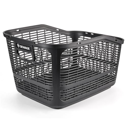 GEWAGE Panier arrière de vélo 36 l - Panier en plastique PP très résistant pour vélos électriques et vélos de ville - Résistant aux intempéries et aux...