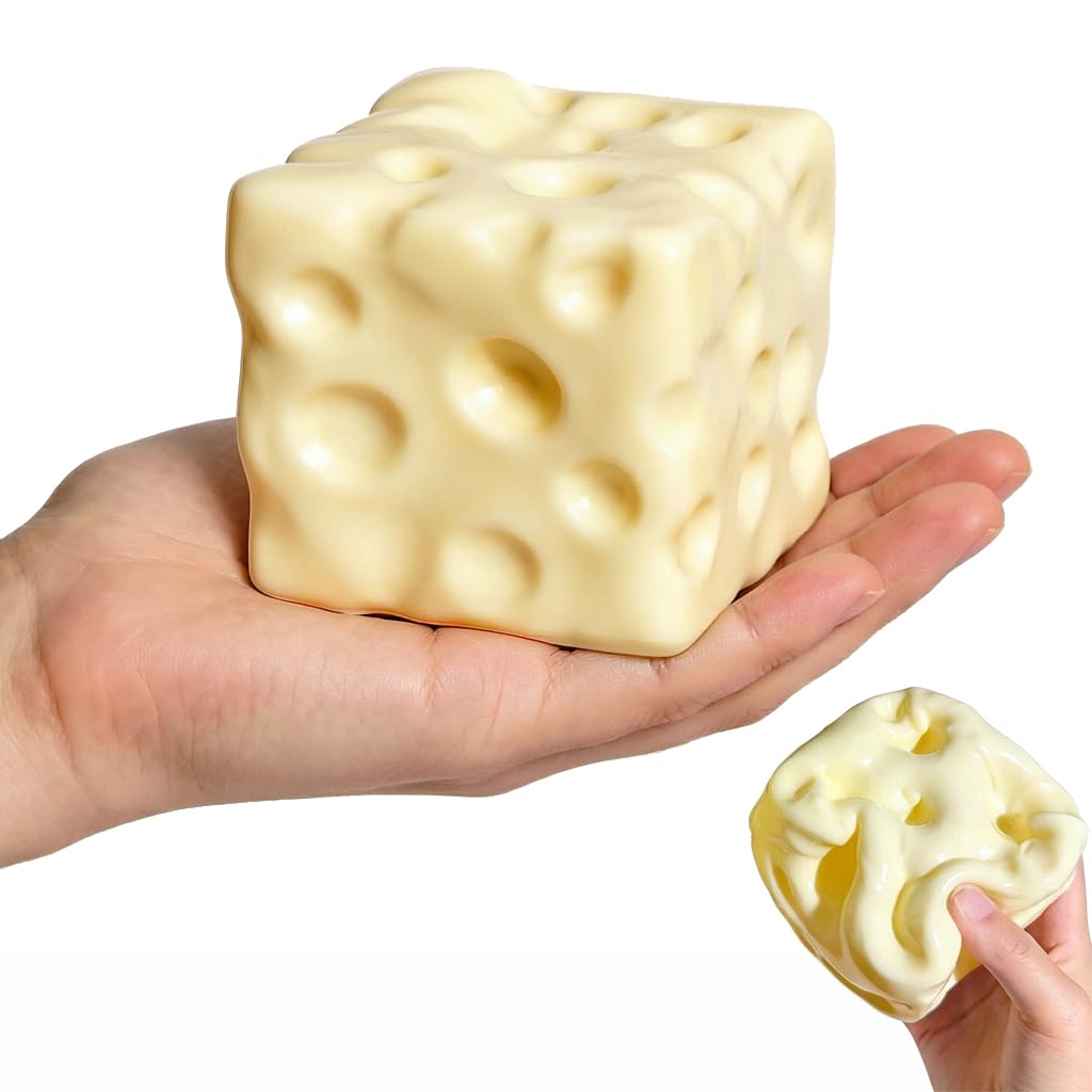 Yellow Cheese Squishy Toys – Squeeze Luck Cheese Squishy, Cute Sensory Toy for Kids & Adults,Soft Novelty Slow Rising Sensory Cheese Stress & Anxiety Relief Fidget Toys (Yellow cheese, M-(6cm))