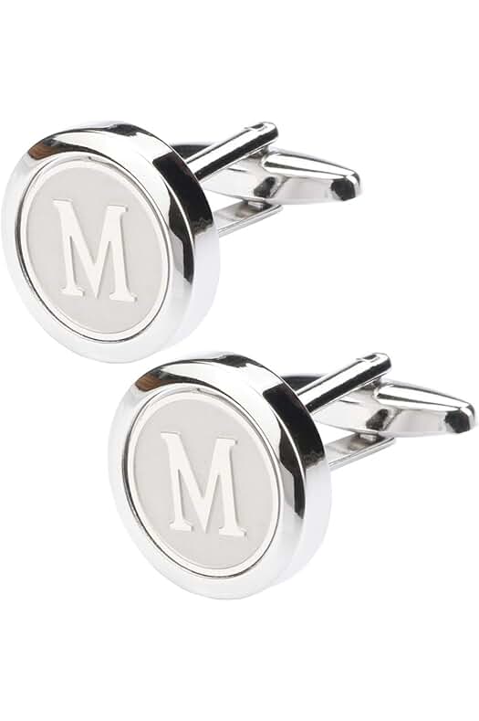 Dannyshi Mens Classic Stainless Steel Initial Cufflinks 26...