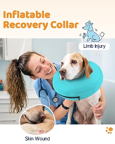 Image of Supet Inflatable Dog Cone Collar for Large Medium Small Dogs, Soft Cone Collar for Dogs Cats, ECollar Doggie Neck Donut Dog Cone Alternative After Surgery