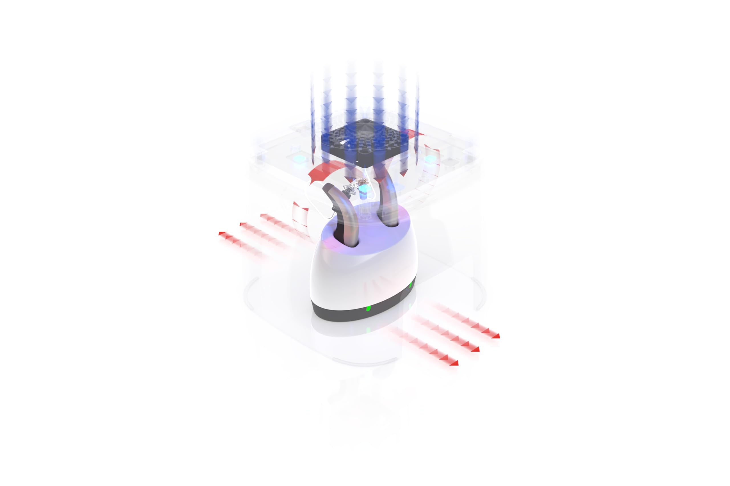 flow-med dry-cap UV 1.2 - Deumidificatore Apparecchi Acustici - Ricarica, Pulizia e Asciugatura Simultanee - Per ogni Apparecchio Acustico - Dispositivo Medico - 4 LED UV-C - Ventola e Calore - USB-C