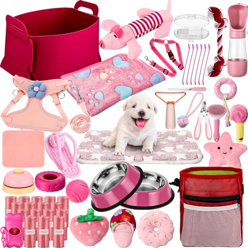 Abbylike 50 Pcs Puppy Supplies Starter Kit for Small Dogs Puppy Essentials Includes Leash, Bowls...