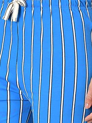 Image of KOTTY Blue Cotton Striped Women Pyjama