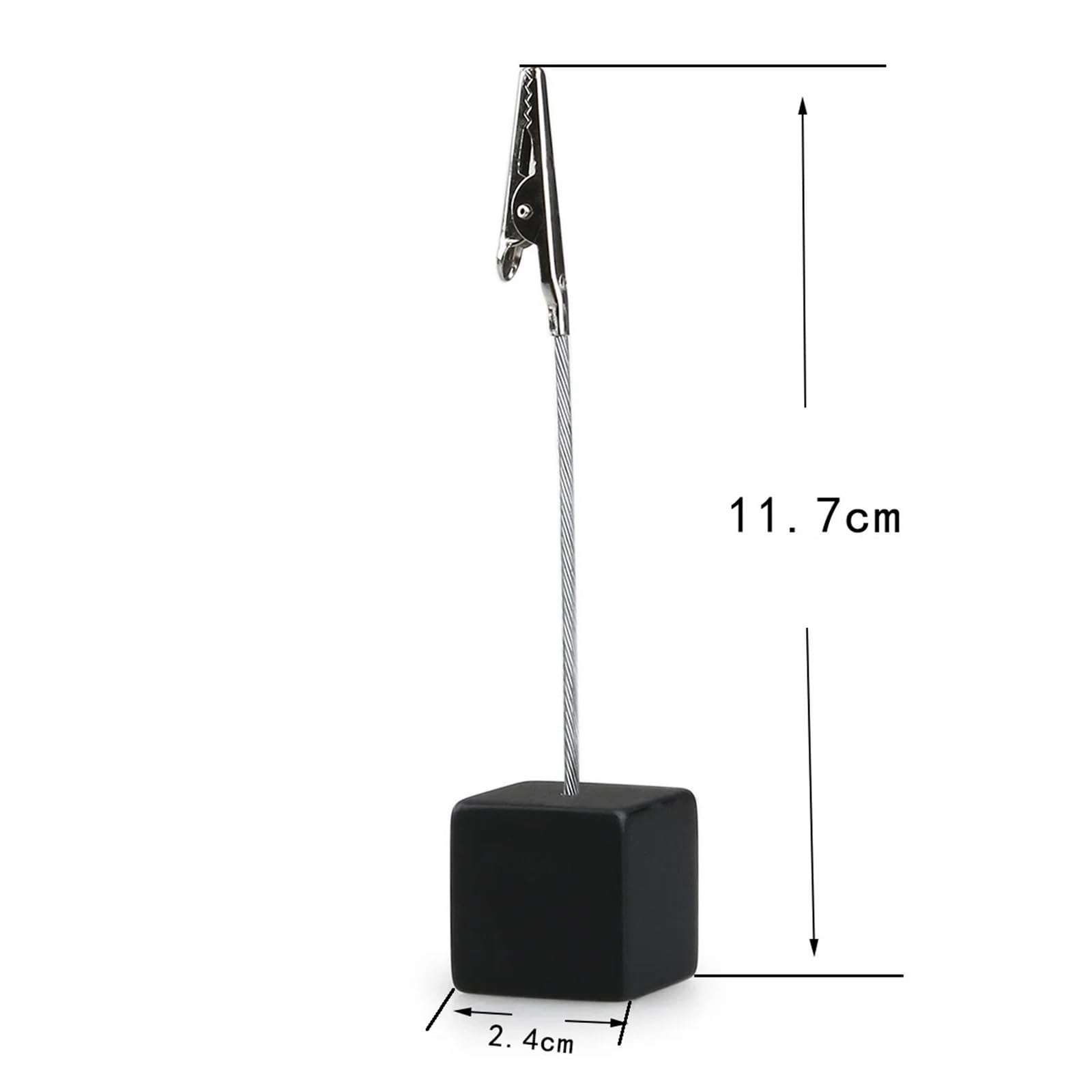 Lot de 10 clips mémo noirs en acier inoxydable avec base cube, organiseur de bureau, trombones photo pour tables, magasins, étiquettes, bureau, fête de mariage