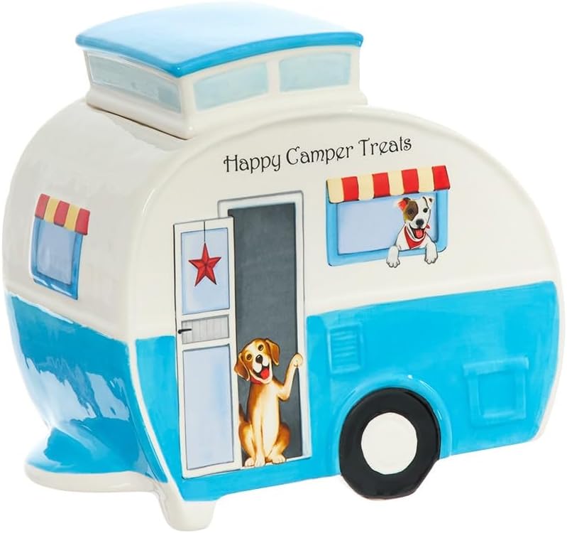 Table Toppers Dog Themed Tabletop Collection Kitchen Dining Tail Wagging - Camper Cookie Jar