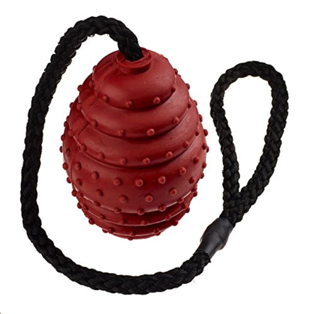 CLASSIC Pet Products Rubber Oval Ball on a Rope, Small, 75 mm, Red/Black