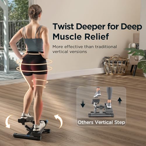 Image of JLL Smart Twist Stepper Machine with Resistance Bands, Space-Saving Portable Mini Stair Stepper for Home, Full Body, Golden Exercise Angle, Dual Hydraulic Quiet Resistance, Adjustable Height,Bluetooth