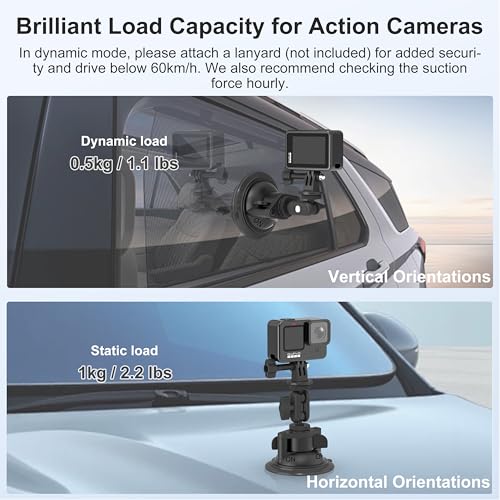Suction Cup Mount, Windshield Suction Mount Bracket with Ball Head Magic Arm, Twist-Lock Car Mount with Phone Holder & A - Additional View