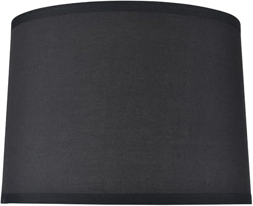 Aspen Creative 31066A Pantalla de lámpara de construcción de araña con forma de tambor de tapa dura de transición (cilindro) en negro, 14 pulgadas