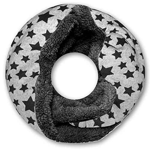 Soul-Cats kuschelig weicher Loopschal mit Sternen und Fell in Hell-grau