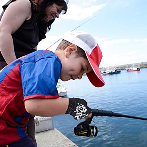 Luwint Luvas Esportivas Infantis Para Pesca, Ciclismo, 4 A 12 Anos (Pretas)