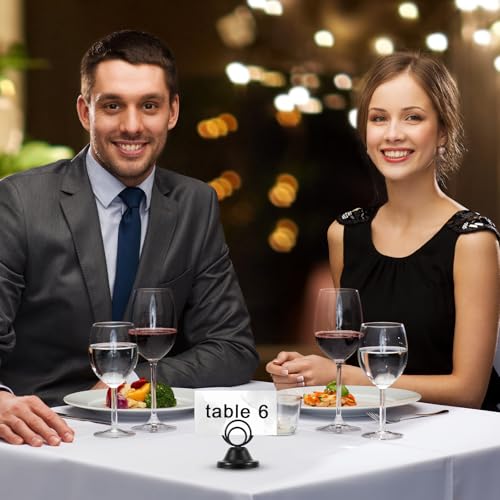 NQEUEPN 12Pcs Table Number Holders, Metal Black Finish Wire Picture Stands Name Menu Clips Place Card/ Memo/Photo Table Sign Holders for Wedding Party Office - Thumbnail 5