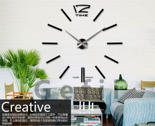 Large Mental 3d Big Size Home Decor Sticker Wall Clock (Movement Included)