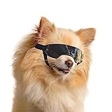 ENJOYING Dog Sunglasses Small Breed, Anti-UV Puppy Goggles for Small Dogs, Windproof Outdoor Dog Eye Protection for Driving Biking, Adjustable Head Straps, Cute Black
