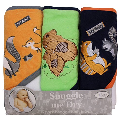 Frenchie Mini Couture, set di asciugamani da bagno 'My Baby' con cappuccio, motivo: animali, confezione da 3