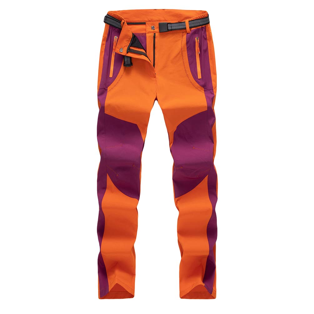 Unisex Softshell Secado Rápido Pantalones de Montaña Senderismo Impermeables Outdoor Termico Elasticidad Pantalones (Naranja(Mujer),L)