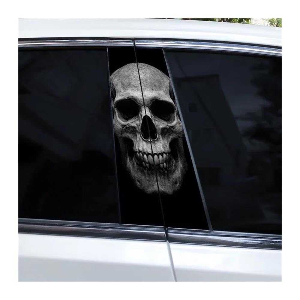 Decorative Items 2pcs Evil Skull Car Door Pillar Decoration Sticker DIY Cover Scratch Car Decal(I)
