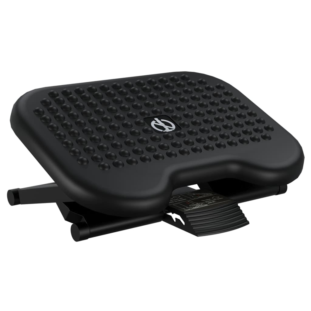 Ergonomische Fußstütze Schwarz 46x34,5x11 cm aus HIPS mit Massagefläche und 3-Fach höhenverstellbarem Design für Büro und Zuhause zur Entlastung von Beinen, Hüfte und Rücken