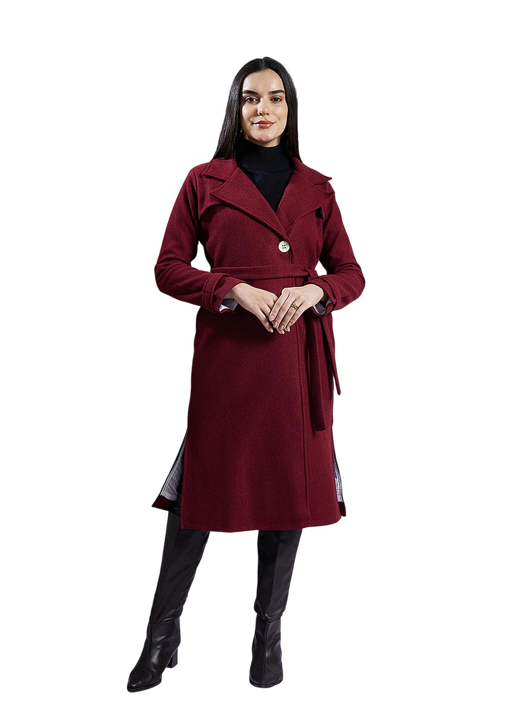 poshbery Maroon Wollen Overcoat-picture-27