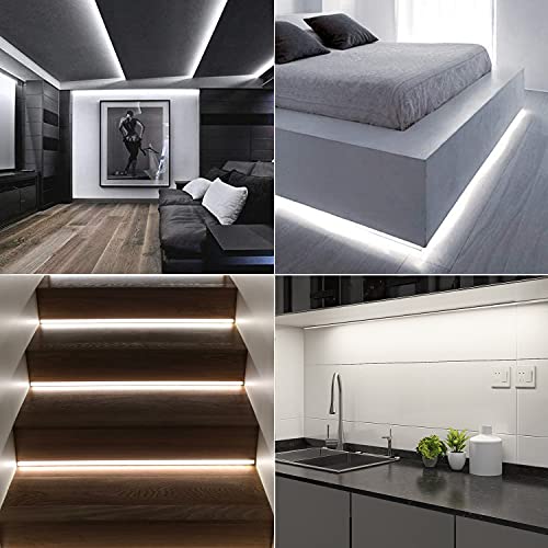 Image of AIMENGTE 5V COB LED Strip Light 6.56ft (2m), Dimmable, White, Cuttable, with Adhesive Backing - Flexible Strip Light for Kitchen cabinets, wardrobes, Shoe Racks, Bedroom Decoration