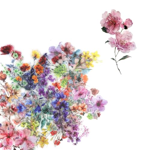 txuzong Lot de 200 autocollants fleurs vintage – Autocollants floraux rétro pour scrapbooking, journaux intimes, étuis de téléphone portable et projets...