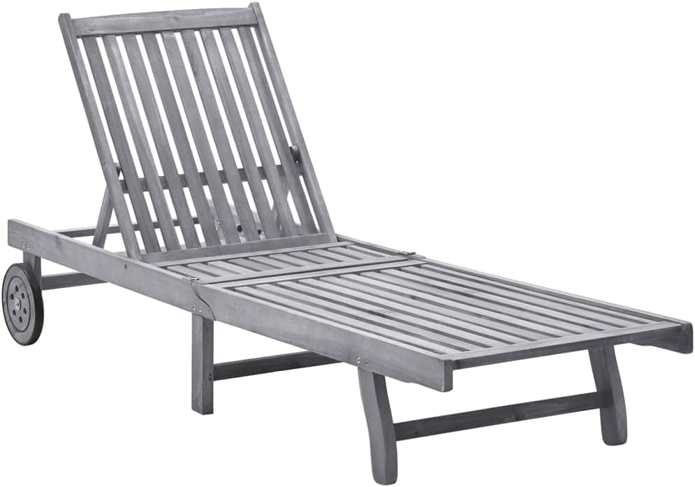 Sun Lounger,Lounge Chairs for Outside,Sunbathing Chairs for Adults,Patio Furniture,Outdoor Seating,Features Adjustable Backrest,for Garden,Backyard,Firepit,Pool,Beach,Deck, Solid Acacia Wood