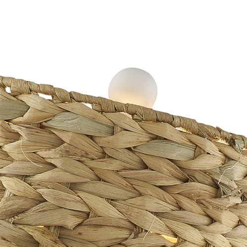 Maxax 26" Boho Rattan Table Lamps Set of 2 for Living Room, Coastal Bedside Lamps with Rattan Shade, Farmhouse Cottage Wicker Lamps, Rustic Resin Nightstand Lamps for Bedroom, White - Image 4