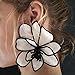 Flower Earrings For Women,White Fabric Floral Earrings Stud Vintage Elegant Non-Woven Flower Designed Oversized Exaggerated Statement Dangling Earrings Trendy Jewelry Gifts (White)