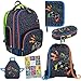 Goldkids 6er Set Schulranzen Ranzen Tornister Federmappe Turnbeutel Schürze Stiftetasche Turnsack Aufgabenheft für die Grundschule ab der ersten Klasse Gamer Motiv