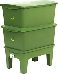 Composteira Doméstica, 90L, 2 Andares, 36 x 43 x 62 cm (Verde)