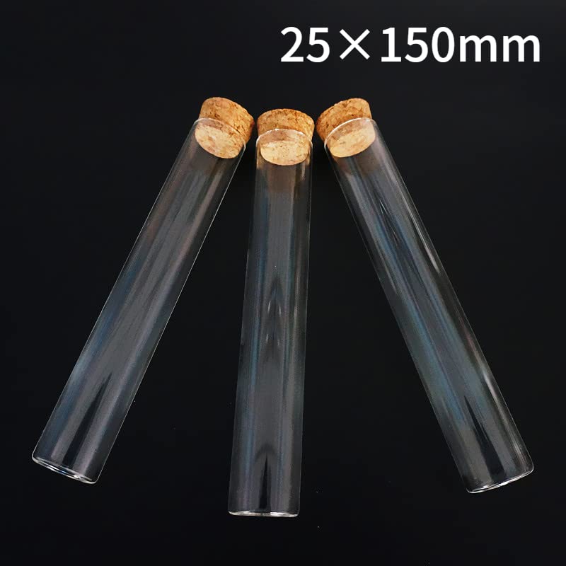 24 unids/Lote 25x150mm Tubo de ensayo de Vidrio de Fondo Plano Transparente con Tapones de Corcho Suministros de Laboratorio