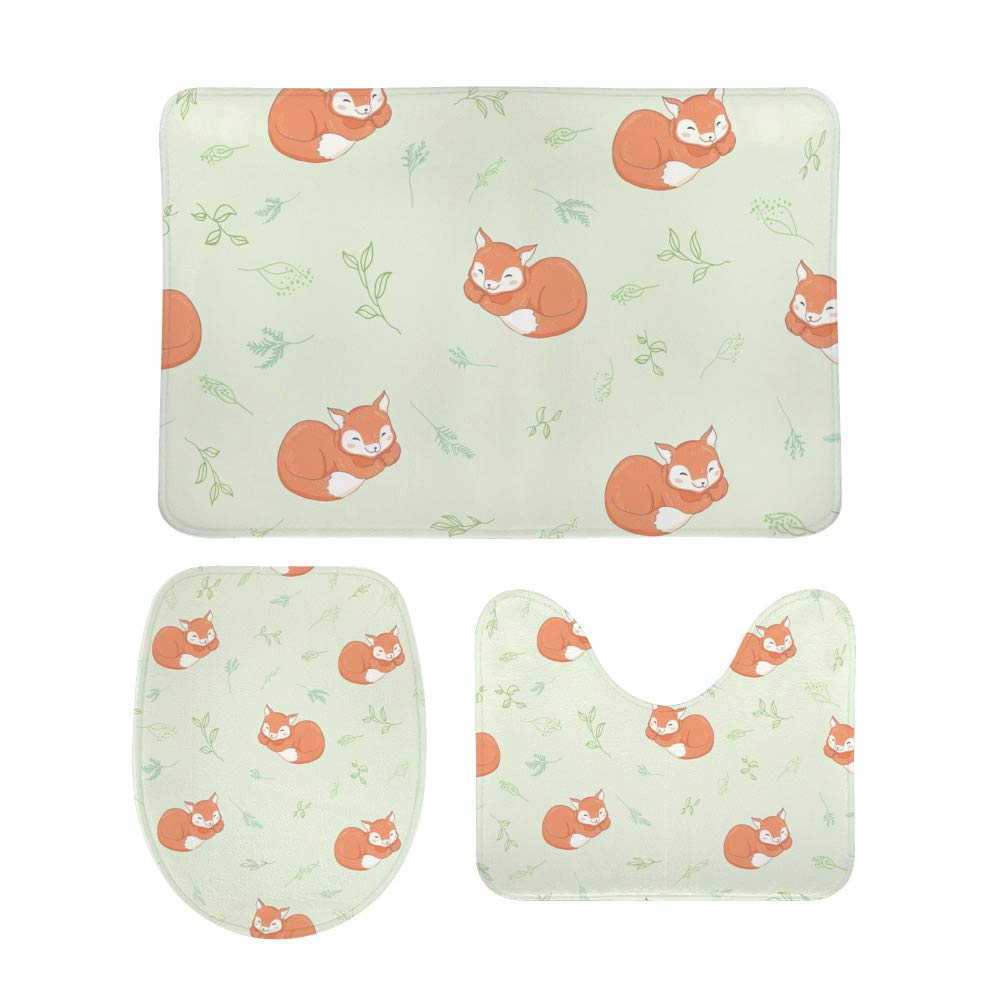 Tapis de bain en mousse polaire extra douce de 3 pièces, antidérapant en forme de U