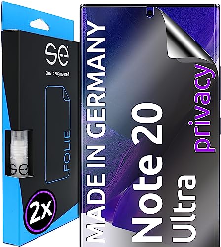 2x se® 3D SCHUTZFOLIE Privacy für Samsung Galaxy Note 20 Ultra 5G,Blickschutz, 100% Fingerabdruck & FaceID kompatibel, einfache blasenfreie Installation, Ultra-Klar, Stoß-Kratzfest, aus Deutschland