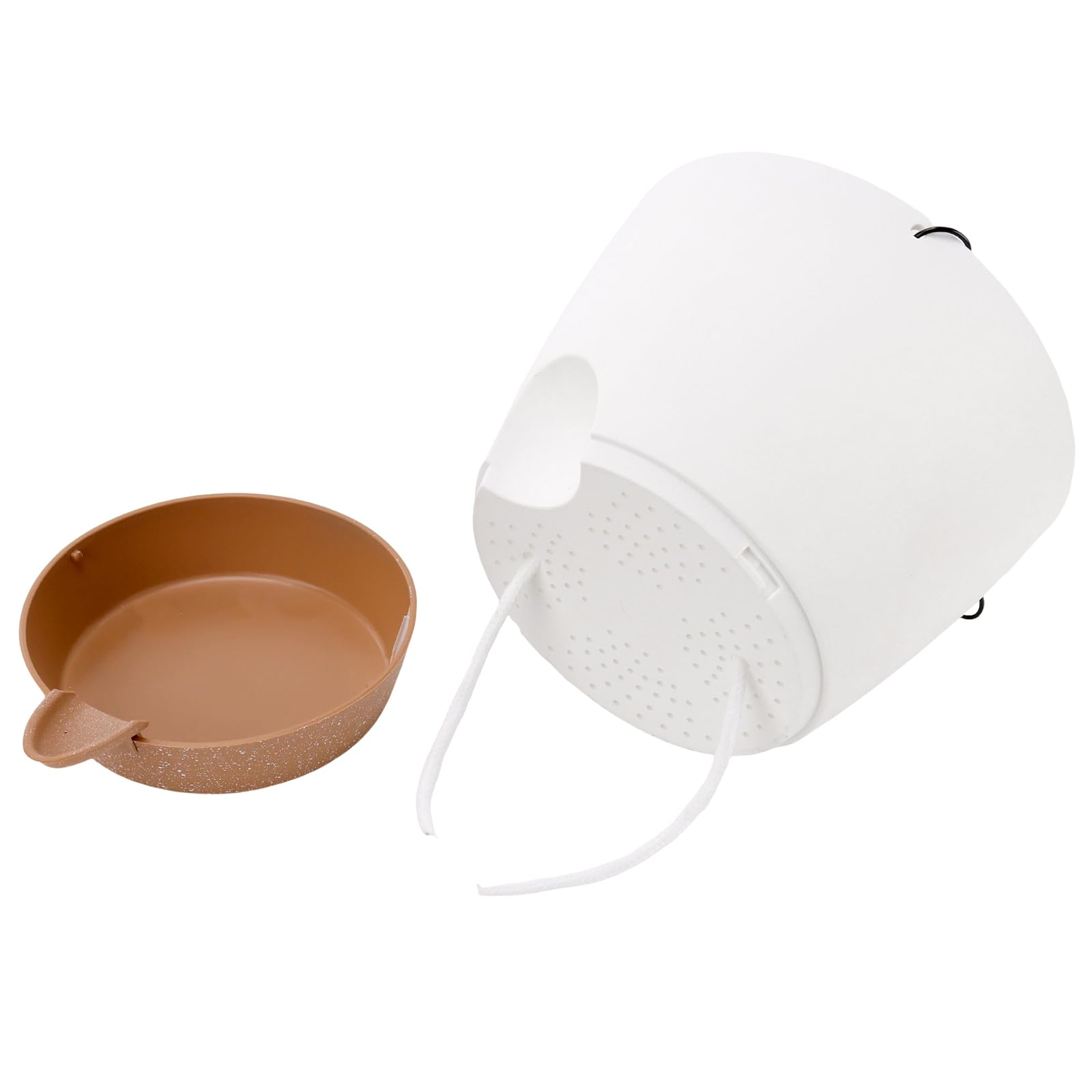 SINJEUN Lot de 2 Pots de Fleurs Suspendus avec Réservoir d'eau - 20,3 x 17,8 cm - Blanc Doré - pour Intérieur et Extérieur - Balcon Terrasse Jardin