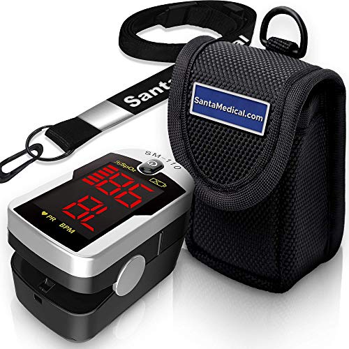 Deluxe SM-110 Two Way Display Finger Pulse Oximeter with Carry Case and Neck/Wrist Cord