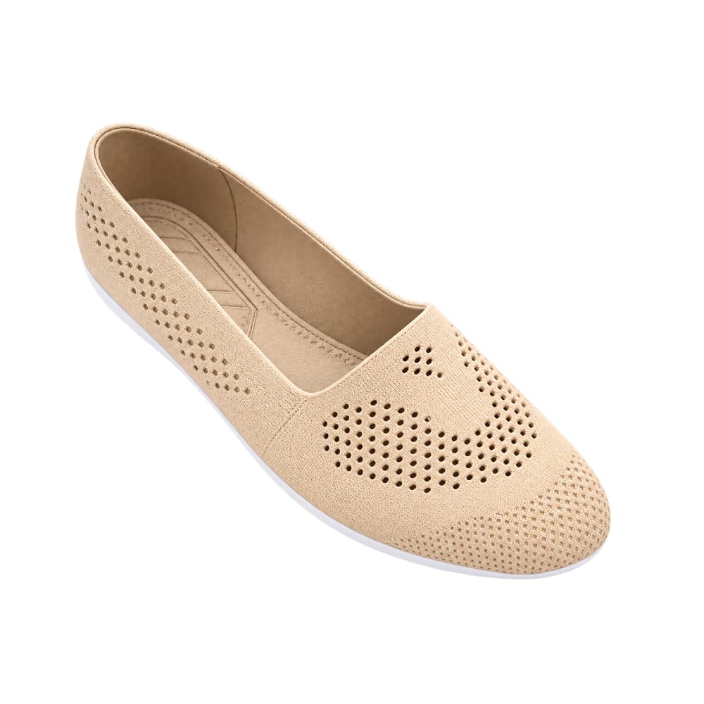 RP LIITE Women's Casual Slip-On Shoes | Perforated Lightweight Walking & Daily Wear Flats | Beige-picture-16