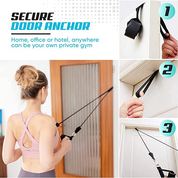 5-Piece Exercise Resistance Bands Set With Handles & Door Anchor - Strength Training For Home Gym
