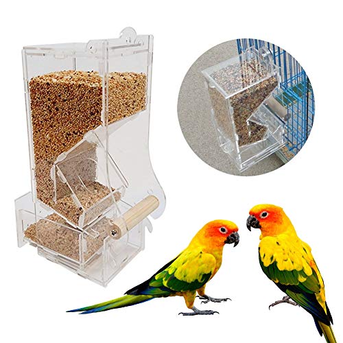 Hongzer Automatic Bird Feeder for Cage, Acrylic Pet Birds Seeds Food Feeder, Automatic Pet Bird Feeder, Bird Feeding Supplies