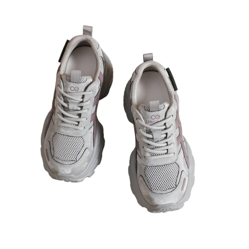 Women Mesh Breathable Sports Shoes | Thick Sole Round Toe Lightweight Shoes