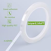 Vista 2 de GLAMFIELDS 6 rollos de cintas florales de 1/4 pulgadas, cinta floral transparente, cinta floral blanca para envoltura de tallo de ramo, cinta