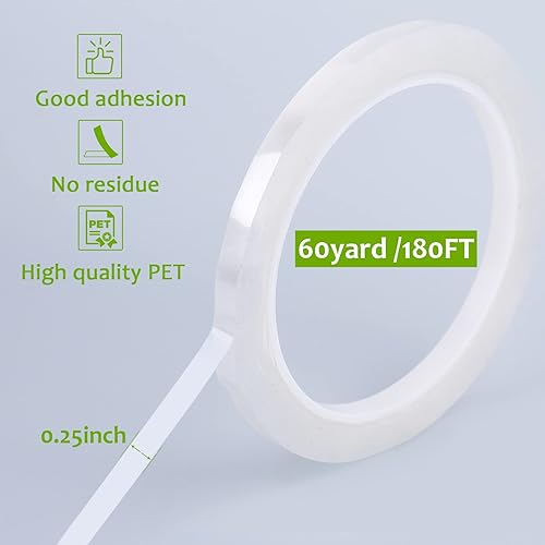 Miniatura 2 de GLAMFIELDS 6 rollos de cintas florales de 14 pulgadas, cinta floral transparente, cinta floral blanca para envoltura de tallo de ramo, cinta de