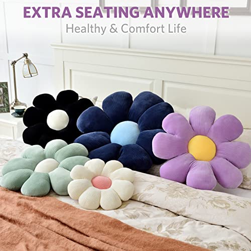 Sioloc Blumenförmiges Kissen, Gänseblümchen-Kissen, Bodenkissen, Sitzkissen, Wohndekoration & Plüsch-Wurfkissen für Bett, Sofa, Sessel (Lavendel, 38cm)