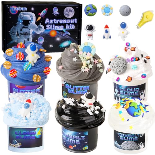 6 Stück Slime Set，Fluffy Cloud Wolkenschleim, Butter Schleim & Clear Slime, Crunchy Slime für Kinder，Geschenkartikel für Mädchen und Jungen zum Geburtstag (Sternenhimmel)