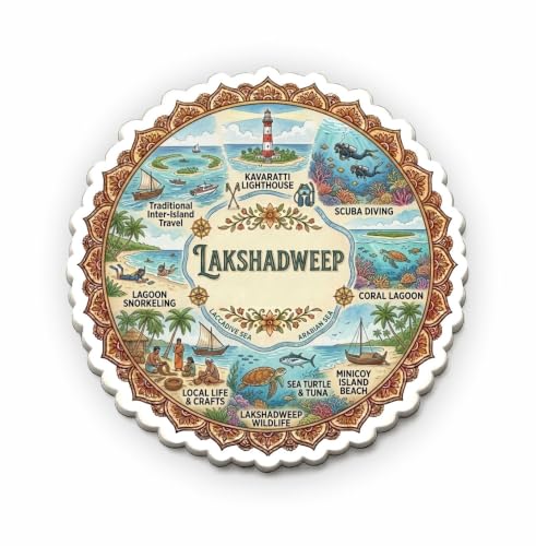 Image of LakshadweepTextured Finish Acrylic Fridge Magnet - UV Texture Printed, Stylish Multicolor Magnet for Fridge, Wardrobe & Metal Surfaces, Pack of 1 (Lakshadweep)